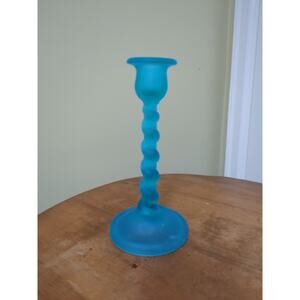 Vintage Tiffin Satin Blue Twist Candleholder No. 66